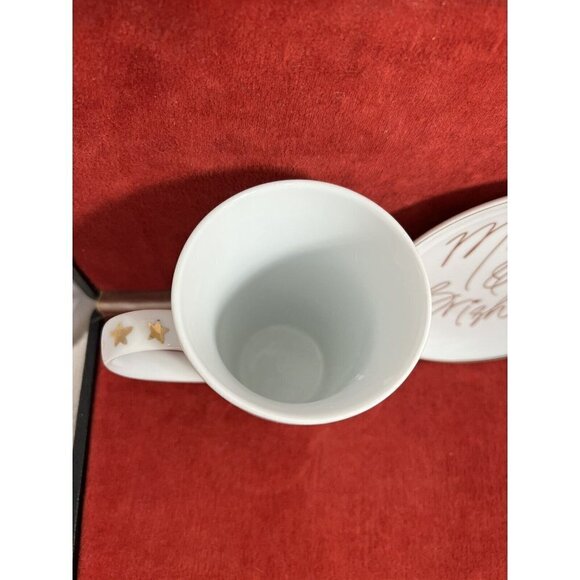 Prima Design Merry & Bright White Gold Coffee Mug and plate - Picture 4 of 10